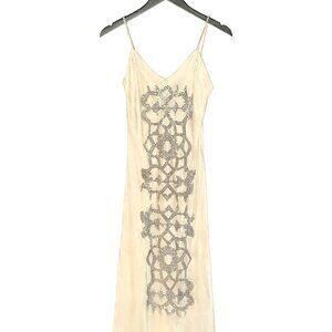 Libertine Ivory Embellished Satin Slip Dress